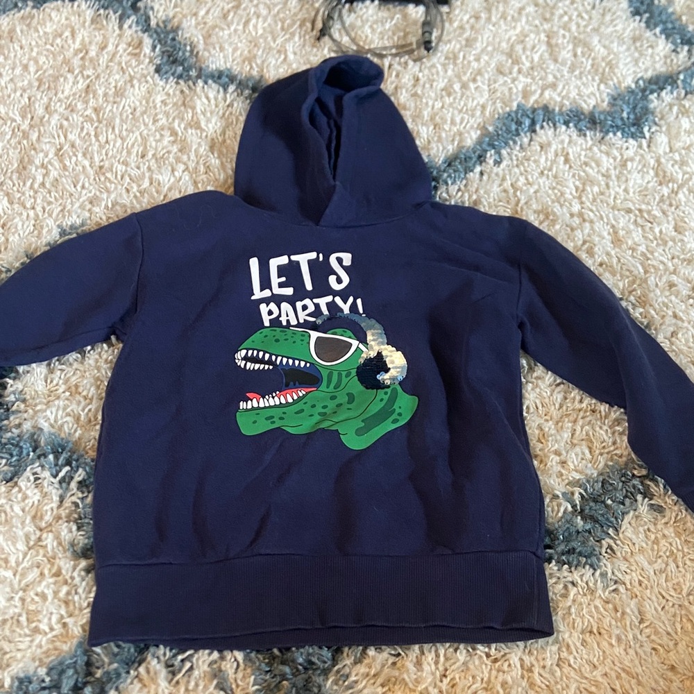Navy Blue Dinosaur Party Hoodie for Kids